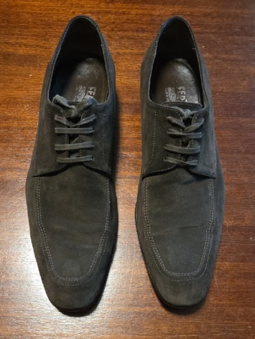 MEN'S SALVATORE FERRAGAMO RIVERDALE BROWN SUEDE DERBY OXFORDS SIZE 9